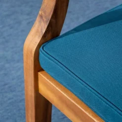 Llando 7-pc Acacia Wood Dining Set - Teak/Blue - Christopher Knight Home -Outdoor Furniture Store GUEST 99cdb6a2 7b61 4c24 b14b d73bc31d1d05