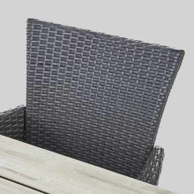 Linden 6pc Acacia Wood & Wicker Patio Dining Set - Gray - Christopher Knight Home 4 Linden 6pc Acacia Wood & Wicker Patio Dining Set - Gray - Christopher Knight Home - Image 2