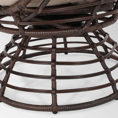 Pitner Wicker Swivel Egg Chair - Dark Brown/Beige - Christopher Knight Home 8 Pitner Wicker Swivel Egg Chair - Dark Brown/Beige - Christopher Knight Home - Image 6