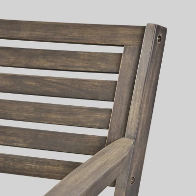 Della-Hermosa 7pc Acacia Wood Dining Set - Gray - Christopher Knight Home 7 Della-Hermosa 7pc Acacia Wood Dining Set - Gray - Christopher Knight Home - Image 5