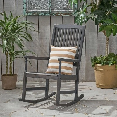 Arcadia Acacia Wood Rocking Chair Dark Gray - Christopher Knight Home 3 Arcadia Acacia Wood Rocking Chair Dark Gray - Christopher Knight Home