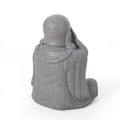 Harrod Outdoor See No Evil Monk Garden Statue - Stone Gray - Christopher Knight Home 4 Harrod Outdoor See No Evil Monk Garden Statue - Stone Gray - Christopher Knight Home - Image 2
