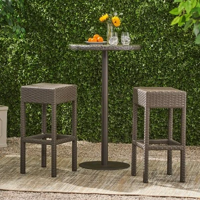 Milton Set Of 2 Wicker Patio Backless Barstool - Brown - Christopher Knight Home 3 Milton Set Of 2 Wicker Patio Backless Barstool - Brown - Christopher Knight Home