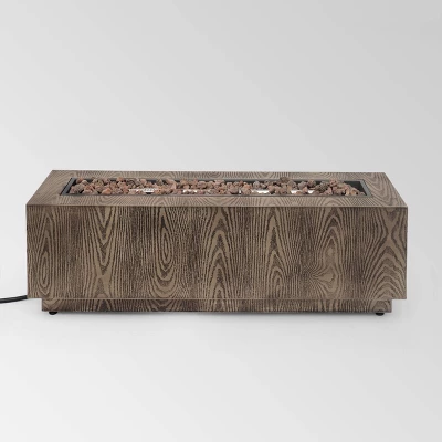 Wellington 48" Rectangular Iron Gas Fire Pit With Tank Holder - Brown - Christopher Knight Home 12 Wellington 48" Rectangular Iron Gas Fire Pit With Tank Holder - Brown - Christopher Knight Home - Image 10