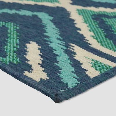 Myrtle Geometric Outdoor Rug Navy/Green - Christopher Knight Home 3 Myrtle Geometric Outdoor Rug Navy/Green - Christopher Knight Home