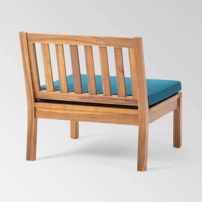 Caswell Set Of 2 Acacia Wood Club Chairs - Teak/Dark Teal - Christopher Knight Home 7 Caswell Set Of 2 Acacia Wood Club Chairs - Teak/Dark Teal - Christopher Knight Home - Image 5