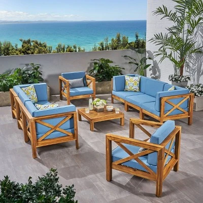 Brava 9pc Acaia Wood Patio Conversation Set - Christopher Knight Home 10 Brava 9pc Acaia Wood Patio Conversation Set - Christopher Knight Home - Image 8