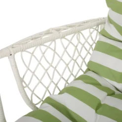 Greystone Indoor/Outdoor Hanging Chair With 8' Chain - White/Green - Christopher Knight Home -Outdoor Furniture Store GUEST 9f8d5ba4 90fa 48b3 8573 cc3c2b94f55f