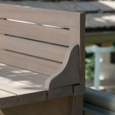 Caribbean 3pc Acacia Wood Patio Bar Set - Gray - Christopher Knight Home 5 Caribbean 3pc Acacia Wood Patio Bar Set - Gray - Christopher Knight Home - Image 3