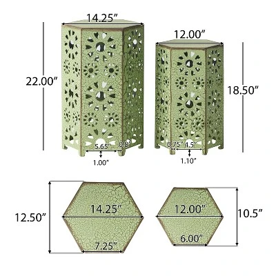 Eliana 2pc Sunburst Outdoor Patio Iron Side Table - Crackle Teal - Christopher Knight Home 5 Eliana 2pc Sunburst Outdoor Patio Iron Side Table - Crackle Teal - Christopher Knight Home - Image 3