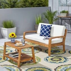 Grenada 2pc Acacia Wood Patio Chat Set - Christopher Knight Home -Outdoor Furniture Store GUEST a0834ada 3039 4cd0 be88 07b9fbd9b4e7
