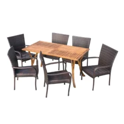 Monterey 7pc Acacia & Wicker Dining Set - Christopher Knight Home