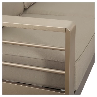 Salome 4pc Fabric Patio Chat Set - Khaki - Christopher Knight Home 4 Salome 4pc Fabric Patio Chat Set - Khaki - Christopher Knight Home - Image 2