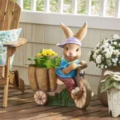 Christopher Knight Home 26" Wide Raglan Concrete Outdoor Novelty Rabbit Planter Blue/Brown
