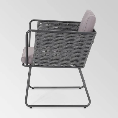 La Jolla Set Of 2 Rope Weave Modern Club Chairs - Dark Gray/Gray - Christopher Knight Home 5 La Jolla Set Of 2 Rope Weave Modern Club Chairs - Dark Gray/Gray - Christopher Knight Home - Image 3