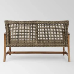 Hampton Wicker Loveseat - Natural/Gray - Christopher Knight Home -Outdoor Furniture Store GUEST a332cc09 4e6e 408d a39d 48c39f3a917b