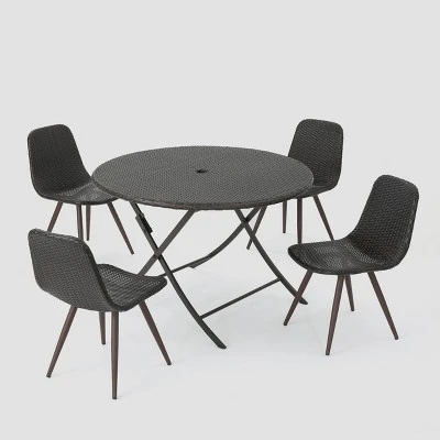 Jude Caleb 5pc Wicker Dining Set - Brown - Christopher Knight Home 3 Jude Caleb 5pc Wicker Dining Set - Brown - Christopher Knight Home