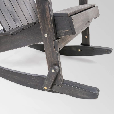 Malibu Acacia Wood Adirondack Rocking Chair Dark Gray - Christopher Knight Home 6 Malibu Acacia Wood Adirondack Rocking Chair Dark Gray - Christopher Knight Home - Image 4