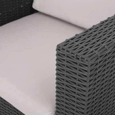 Waverly 8pc Faux Wicker Chat Set - Dark Gray/Gray - Christopher Knight Home 5 Waverly 8pc Faux Wicker Chat Set - Dark Gray/Gray - Christopher Knight Home - Image 3