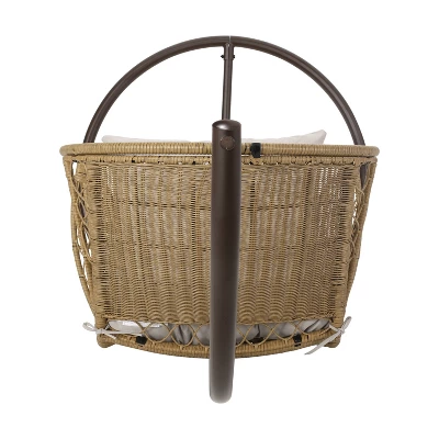 Malia Outdoor Wicker Hanging Chair With Stand Brown/Beige - Christopher Knight Home 4 Malia Outdoor Wicker Hanging Chair With Stand Brown/Beige - Christopher Knight Home - Image 2