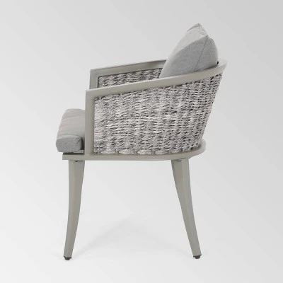 Pebble Set Of 2 Wicker Boho Club Chairs - Gray - Christopher Knight Home 4 Pebble Set Of 2 Wicker Boho Club Chairs - Gray - Christopher Knight Home - Image 2