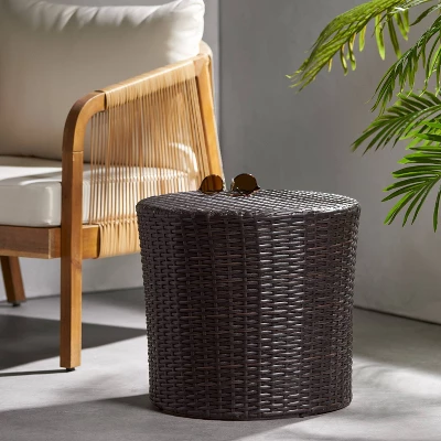 Keaton Wicker Barrel Side Table - Brown- Christopher Knight Home 7 Keaton Wicker Barrel Side Table - Brown- Christopher Knight Home - Image 5