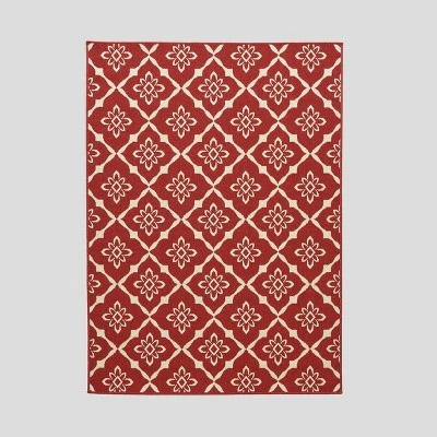 Tallevast Trellis Outdoor Rug Red/Ivory - Christopher Knight Home 7 Tallevast Trellis Outdoor Rug Red/Ivory - Christopher Knight Home - Image 5