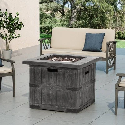 Finethy Outdoor 40000 BTU Light Weight Concrete Square Fire Pit Wood Gray - Christopher Knight Home 6 Finethy Outdoor 40000 BTU Light Weight Concrete Square Fire Pit Wood Gray - Christopher Knight Home - Image 4