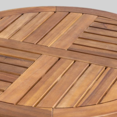 Lindy 3pc Acacia Wood And Wicker Bistro Set - Teak/Cream - Christopher Knight Home 6 Lindy 3pc Acacia Wood And Wicker Bistro Set - Teak/Cream - Christopher Knight Home - Image 4