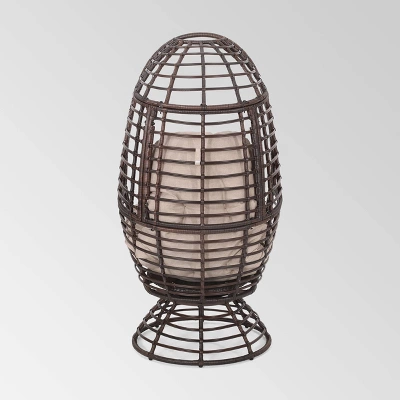 Pitner Wicker Swivel Egg Chair - Dark Brown/Beige - Christopher Knight Home 4 Pitner Wicker Swivel Egg Chair - Dark Brown/Beige - Christopher Knight Home - Image 2