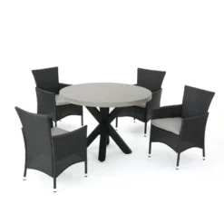 Sanibel 5pc Wicker Dining Set - Gray - Christopher Knight Home