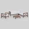 Brava 5pc Acacia Wood Sectional Sofa & Club Chair Set - Gray/White - Christopher Knight Home -Outdoor Furniture Store GUEST a7e5be9d eba7 4edd 94ee 264392481269