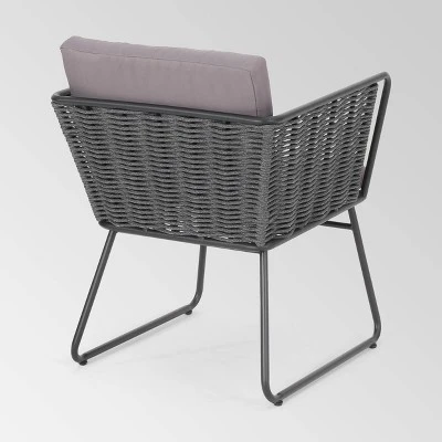 La Jolla Set Of 2 Rope Weave Modern Club Chairs - Dark Gray/Gray - Christopher Knight Home 4 La Jolla Set Of 2 Rope Weave Modern Club Chairs - Dark Gray/Gray - Christopher Knight Home - Image 2