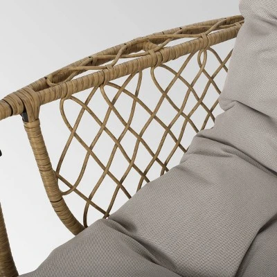 Malia Outdoor Wicker Hanging Chair (Stand Not Included) Brown/Beige - Christopher Knight Home 4 Malia Outdoor Wicker Hanging Chair (Stand Not Included) Brown/Beige - Christopher Knight Home - Image 2