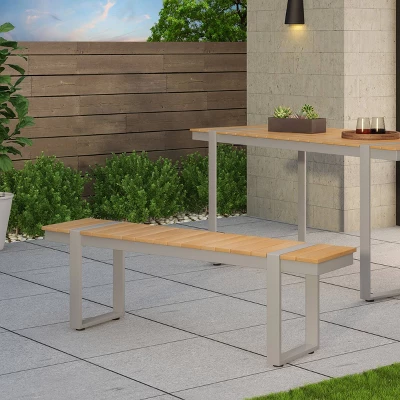 Cibola Outdoor Aluminum Dining Bench - Natural/Silver - Christopher Knight Home 3 Cibola Outdoor Aluminum Dining Bench - Natural/Silver - Christopher Knight Home
