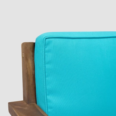 Santa Ana 2pk Acacia Wood Club Chairs Teak/Teal - Christopher Knight Home 4 Santa Ana 2pk Acacia Wood Club Chairs Teak/Teal - Christopher Knight Home - Image 2