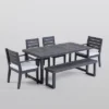 Nestor 6pc Acacia Wood Dining Set - Dark Gray/Light Gray - Christopher Knight Home