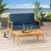 2pc Willowbrook Patio Acacia Wood Loveseat Set With Coffee Table - Teak/Dark Teal - Christopher Knight Home 2 2pc Willowbrook Patio Acacia Wood Loveseat Set With Coffee Table - Teak/Dark Teal - Christopher Knight Home -Outdoor Furniture Store GUEST ab2bc29d ae8f 42ae 8f83 df1e9efde5ea