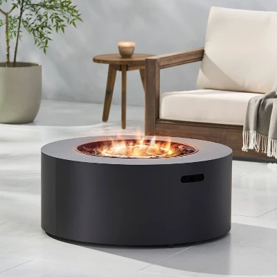 Wellington Outdoor 40000 BTU Circular Fire Pit Dark Gray - Christopher Knight Home 4 Wellington Outdoor 40000 BTU Circular Fire Pit Dark Gray - Christopher Knight Home - Image 2