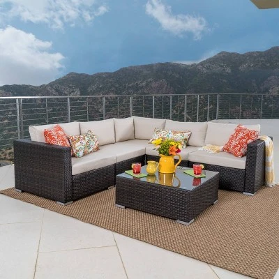 Santa Rosa 6pc Wicker Seating Sectional Set With Cushions - Christopher Knight Home 7 Santa Rosa 6pc Wicker Seating Sectional Set With Cushions - Christopher Knight Home - Image 5