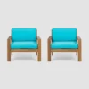 Santa Ana 2pk Acacia Wood Club Chairs Teak/Teal - Christopher Knight Home -Outdoor Furniture Store GUEST adac50e4 ef8a 4342 96a3 b073ceb4e10e