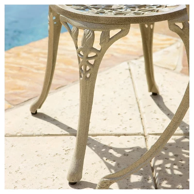 Nassau 3pc Cast Aluminum Patio Bistro Set - Sand - Christopher Knight Home 5 Nassau 3pc Cast Aluminum Patio Bistro Set - Sand - Christopher Knight Home - Image 3