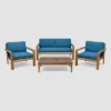Santa Ana 4pc Acacia Wood Chat Set Teak/Dark Teal - Christopher Knight Home 1 Santa Ana 4pc Acacia Wood Chat Set Teak/Dark Teal - Christopher Knight Home -Outdoor Furniture Store GUEST aec279df ee21 42b8 acac 5b7b9386cb7a