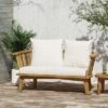 Solano Outdoor Wooden Loveseat With Cushions - White/Teak - Christopher Knight Home -Outdoor Furniture Store GUEST af836f53 2484 4484 81f3 facd236f7419
