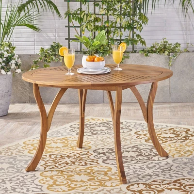 Hermosa 47" Round Acacia Wood Dining Table - Teak - Christopher Knight Home 3 Hermosa 47" Round Acacia Wood Dining Table - Teak - Christopher Knight Home