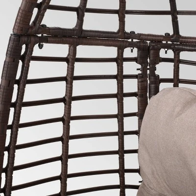 Pitner Wicker Swivel Egg Chair - Dark Brown/Beige - Christopher Knight Home 6 Pitner Wicker Swivel Egg Chair - Dark Brown/Beige - Christopher Knight Home - Image 4