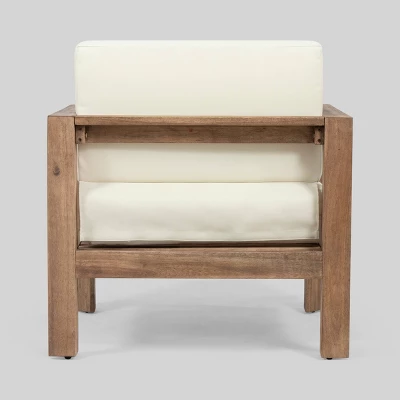 Genser 2pk Acacia Wood Club Chairs Brown/Beige - Christopher Knight Home 6 Genser 2pk Acacia Wood Club Chairs Brown/Beige - Christopher Knight Home - Image 4