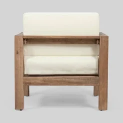 Genser 4pc Acacia Wood Chat Set - Brown/Beige - Christopher Knight Home -Outdoor Furniture Store GUEST b11365cf cf15 4186 8a35 1239f92e525e