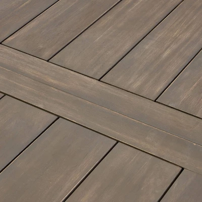 Della-Hermosa 7pc Acacia Wood Dining Set - Gray - Christopher Knight Home 6 Della-Hermosa 7pc Acacia Wood Dining Set - Gray - Christopher Knight Home - Image 4