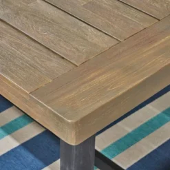 Baxley 6pc Acacia Dining Set With Bench - Sandblast Gray/Gray - Christopher Knight Home -Outdoor Furniture Store GUEST b2ab2b0e 9007 4ee5 abcd e77d656aedff